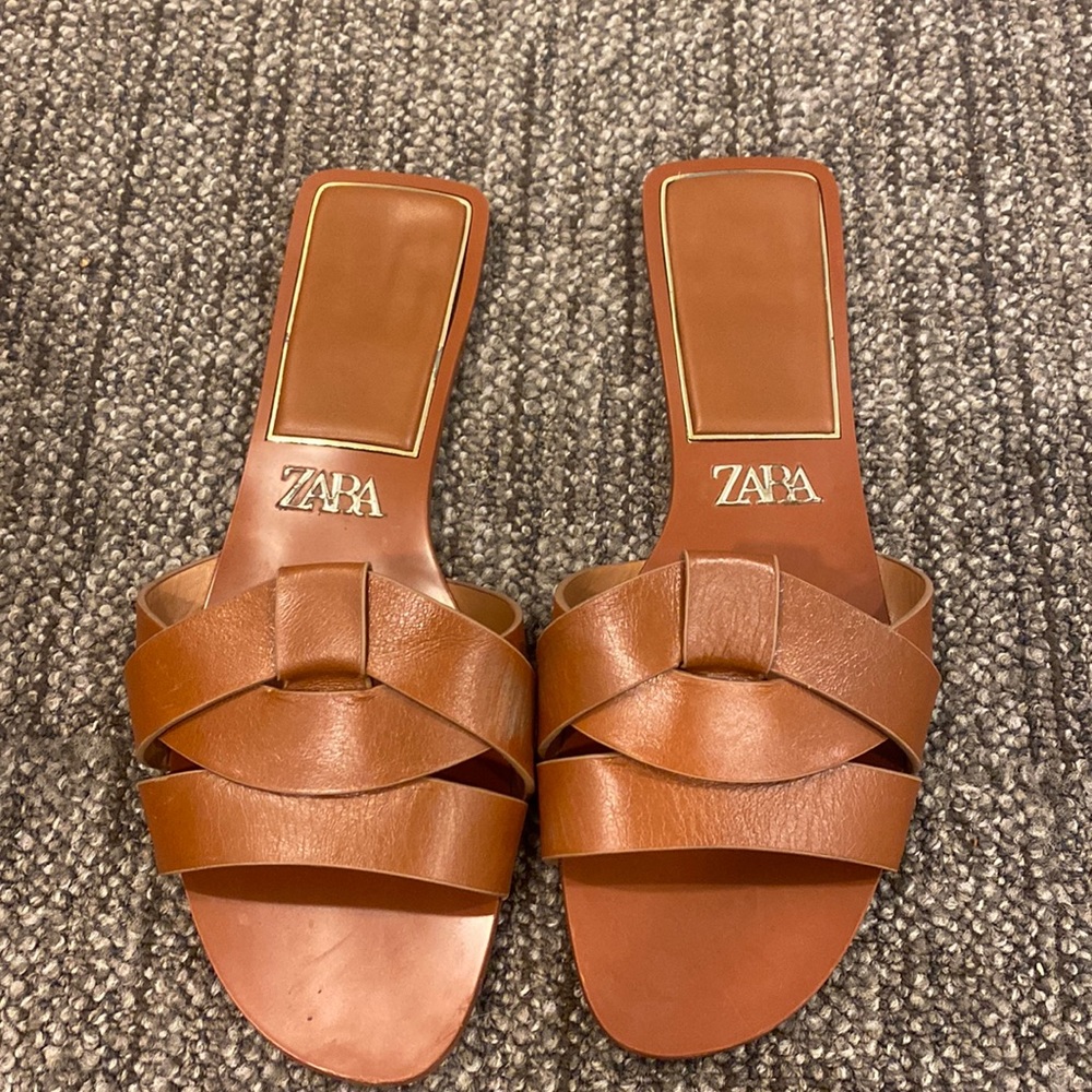 Zara tan sandals size 8